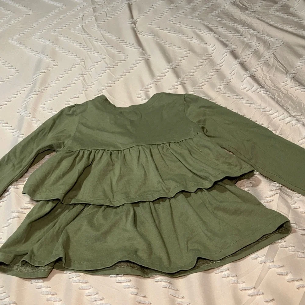 Garanimals Girls 4T Outfit Set Olive Green Smile Top & Baby Gap Denim Joggers